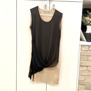 All Saints Sheer Black and Nude Mini Dress